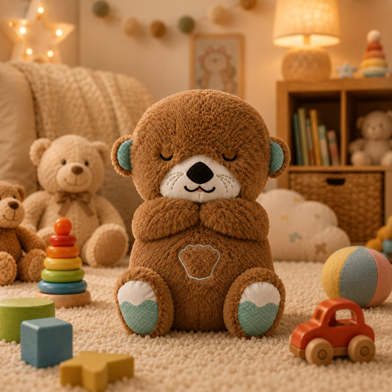 Peluche Arrullador Anti-Ansiedad | Respiración y Luces Relajantes